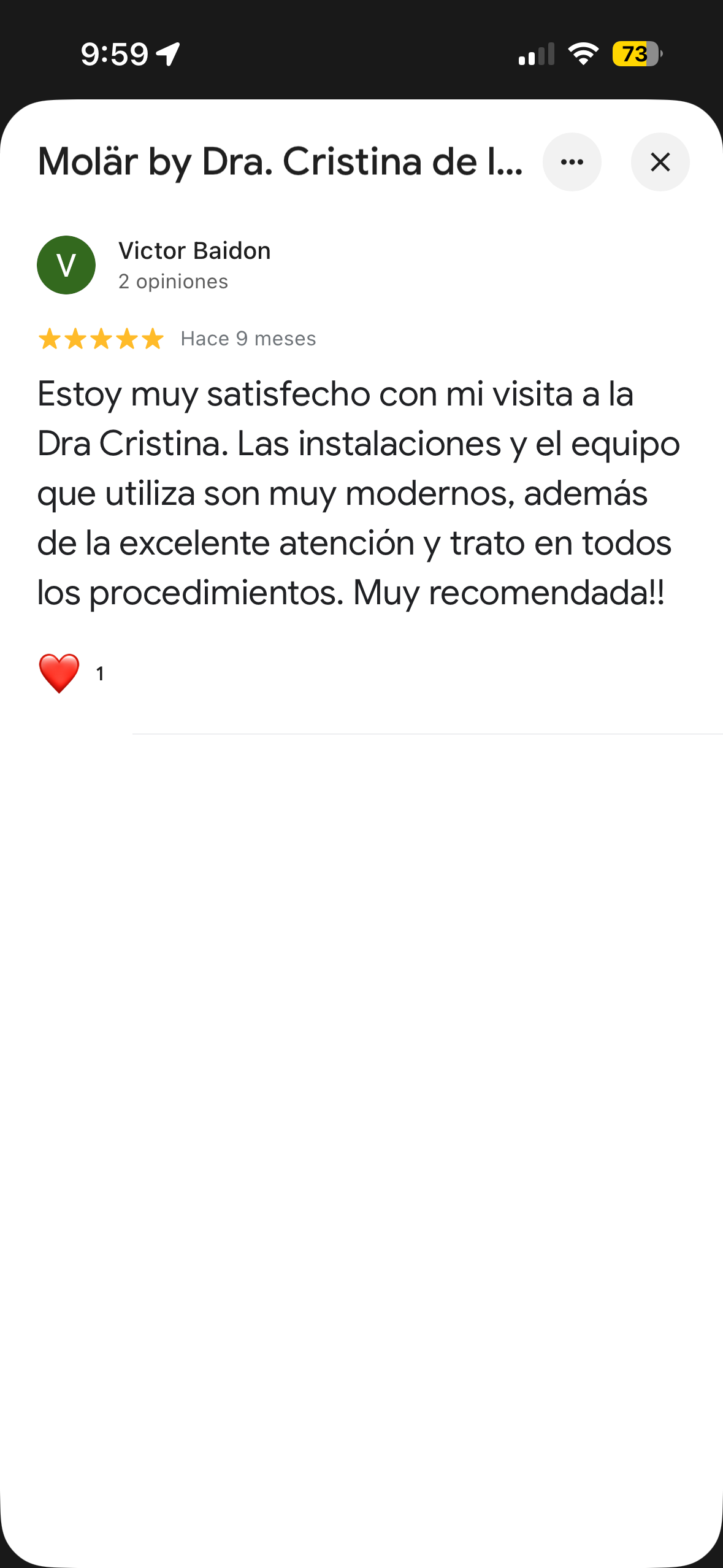 Testimonio de paciente por WhatsApp